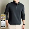 Camisa tipo polo de manga larga para hombre con cuello, estilo primavera y otoño, camisa casual de negocios para hombre, adecuada para papás