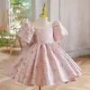 Vestido de Primeiro Aniversário para Menina 2022 Novo Estilo Azul Elegante Vestido de Princesa Vestido para Apresentação de Piano Pequena Anfitriã