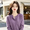 Nuevo Cárdigan de Cuello Redondo para Primavera y Otoño, Tejido de Punto de Manga Larga para Mujer, Talla Grande, Top Estilo Coreano, Más Vendido, Fuente de Comercio Exterior, Fábrica Mayorista