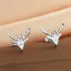 Pendientes de Reno de Navidad Exquisitos Cao Shi para Mujer Douyin Nuevo Estilo Navideño Astas Pendientes de Zirconia en Forma de Gota Microincrustada