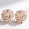 Pendientes de Acero con Aguja de Flor Simple Linda Rosa Estilo Coreano Pendientes Grandes Exagerados Joyería de Oreja Moderna para Mujer Japonesa y Coreana