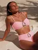 Fábrica Xingcheng Transfronteiriça 2027 Novo Roupa de Banho Europeia e Americana Comércio Exterior Cor Sólida Moda Sexy Biquíni bikini