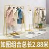 Luxo Leve Dourado Cabide de Prateleira de Loja de Roupas Femininas Cabide para Roupas ao Vivo Arara de Roupas de Chão Arara de Exposição para Loja de Roupas