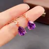Pendientes Transfronterizos de Amatista Natural para Amazon Plata S925 Piedra Principal 8*10 Joyería de Lujo Venta Directa de Fábrica