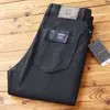 Calça casual masculina de algodão de alta qualidade para primavera e outono, cinco bolsos, espessura média, perna reta, cor sólida, cintura média