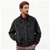 Chaqueta de béisbol retro americana de gamuza para hombre, tendencia de otoño, marca, chaqueta desgastada tie-dye, ropa exterior holgada a rayas acanaladas