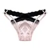 Bragas de Encaje para Mujer, Estilo Francés, Satén Contrastante, Sexy, Puro Deseo, Malla Hueca, Braguitas Triángulo de Cintura Baja para Niñas, Al por Mayor