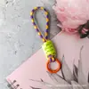 Cordón para Teléfono Anudado Bloque de Color, Cordón Tejido Corto Creativo, Llavero para Funda de Teléfono, Correa Desmontable Anti-Pérdida 12cm