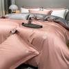 Conjunto de cuatro piezas de seda de hielo de verano, edredón de seda lavada de alta gama, ligero y lujoso, sábanas de tres piezas, ropa de cama