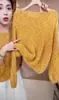 Suéter de Punto Pesado Francés de Hilo de Color Cuello Redondo Manga Larga Jersey Suave Esponjoso para Mujer Primavera Otoño Color Mixto Top Holgazán