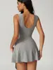 Nuevo Vestido Deportivo de Dos Piezas Transfronterizo Elegante Anti-Exposición Ajustado, Vestido de Yoga Casual Adelgazante para Fitness sin Espalda