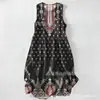 Vestido Casual de Algodón Puro con Estampado Digital Nuevo Transfronterizo, Cuello Redondo, Sin Mangas, Largo Medio, para Mujer, Verano en la Playa