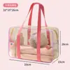 Bolsa de Higiene Pessoal para Viagem Cor Creme Grande Capacidade Transparente Visível Bolsa Cosmética para Natação Viagem de Negócios Portátil Bolsa de Armazenamento Multifuncional
