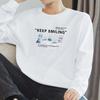 Camiseta masculina de manga comprida de algodão pesado 260g, tendência, base interna, camisa, gola redonda, roupas superiores, camiseta solta americana