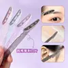 Cuchillas de afeitar para cejas con mango de cristal al por mayor, 16 piezas en un frasco, con red de seguridad, múltiples tamaños, cuchillas de afeitar para cejas de belleza antiarañazos