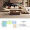 Sofá de nogal estilo japonés wabi-sabi con chaise longue para villas grandes, sofá de esquina de madera maciza creativo para sala de estar con tapicería de tela tecnológica