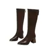Botas súper cómodas hasta la rodilla para mujer, nuevo modelo 2026, de tacón alto, caña alta, tacón grueso, punta cuadrada, botas de jinete, botas largas