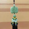 Colgante de coche de cristal verde seguro, joyería con borlas de cuentas, tridimensional, de doble cara, tallado a doble cara, colgante de coche