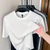 Camiseta Masculina de Seda Gelada de Verão Manga Curta Fina Secagem Rápida Novo Estilo Simples Casual Versátil Camiseta de Meia Manga para Homens