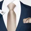 2026 Novo Modelo Formal Cor Sólida Conjunto de Gravata, Lenço de Bolso e Abotoaduras Masculino Grande Quantidade em Estoque