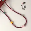 Pulsera de Cristal Multiprecioso con Granate Natural para Mujer, Pulsera de Cristal Rosa y Jade Hetian de Moda y Versátil Joyería al por Mayor