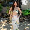 Vestido de Playa Vacaciones en Isla Dos Piezas Sin Tirantes Bikini Sexy Chica Caliente Pecho Pequeño Estilo Puro Deseo Ins Traje de Baño para Aguas Termales