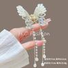Nueva Horquilla de Mariposa de Cristal Chino para Mujer Retro Parte Trasera Semi Recogido Clip para el Cabello Borla de Paso Clip Tiburón Horquilla