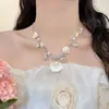 [Azul Marino] Nuevo Collar de Perlas con Diseño de Estrella de Mar de Nicho, Estilo Vacaciones en la Costa, Collar Único y de Moda