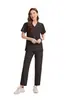 Conjunto de Uniforme Médico para Mulheres - Blusa com Decote em V e Calça Reta, Uniforme de Trabalho Unissex, Uniforme Cirúrgico Ajustado, Pijama Hospitalar, Várias Cores