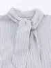 Roupas Femininas 2026 Primavera Nova Moda Estilo Europeu e Americano Camisa Longa de Popeline Listrada Estilo Lenço Feminino