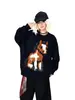 Suéter Retrô Americano Gola Redonda para Mulheres, Novo Estilo Outono e Inverno, Estilo Preguiçoso de Casal, Design Solto, Top de Tricô Cartoon