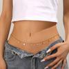 Acero Inoxidable Europeo y Americano Verano Hoja Redonda Clip de Serpiente Cadena de Cintura con Cuentas Joyería Apilada Color Acero de Titanio Estrella de Diamante Luna Cadena de Cintura Accesorios de Cintura para Mujeres