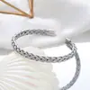 Venda Quente Transfronteiriça Joias de Aço Titânio Fio de Aço Trançado Pulseira Aberta de Aço Inoxidável Fio Trançado Pulseira C Atacado