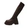 Sapatos Infantis Estilo Menina Maillard 2026 Novo Estilo Botas Longas Verão Botas de Cano Alto Preto Botas Longas Extra Altas Sola Grossa Sapatos Femininos