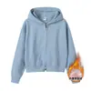 Camisa Cultural de Reunión Deportiva Rosa Sudadera con Capucha Gris Corta Uniforme de Equipo Comercio Exterior Algodón Puro Sudadera con Cremallera Hecha a Medida para Mujer