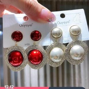 Novo estilo coreano Dongda s925 prata agulha strass pérola exagerada brincos temperamento elegante brincos versáteis para mulheres 新款韩国东大同款感s925银针水钻珍珠夸张耳钉时尚气质百搭耳环女