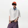 Camisa Polo Falsa de Dos Piezas con Media Cremallera Manga Corta Unisex Verano Diseño de Bloques de Color Moderno Camiseta Versátil con Cuello de Solapa