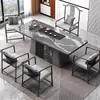 Mesa de Té y Sillas de Pizarra de Lujo Ligero Simples para Oficina y Hogar, Mesa de Té Estilo Italiano con Tetera Integrada