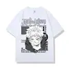 Camiseta Branca Impressa Estilo Anime Japonês Bidimensional Transfronteiriça para Adolescentes e Casais com Manga Curta