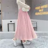 2026 Nueva Falda de Malla Grande Acampanada Estilo Transfronterizo para Mujer, Falda Plisada, Falda Larga de Cintura Alta Línea A para Danza