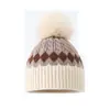 Gorro de punto retro con patrón de diamantes, nuevo gorro cálido de otoño e invierno con pompón para hombres, mujeres y niños, gorro de bloqueo de color estilo coreano, gorro a prueba de viento para exteriores