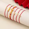 Nuevo Brazalete Exquisito de Calabaza con Diamantes Completos Estilo Retro Chino para Mujer, Cordón Rojo de Doble Capa, Tendencia Nacional, Estilo Lujo Ligero, Brazalete de Instagram