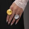 Joyería de azúcar alta textura estilo ins exagerada grande lisa patrón romano fundición digital anillo PVD retención de color oro real