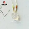 Colgante de Máscara de Zorro de Calcedonia Blanca Hielo Natural para Mujer Colgante de Conejo Tridimensional de Ágata Hielo Alto Colgante de Jade
