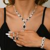 Joyería para Novias Conjunto para Mujer Transfronterizo Europeo y Americano Cristal Gota de Agua Collar y Pendientes Conjunto de Dos Piezas Accesorios Versátil Estilo Pequeño Chanel