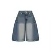 Shorts Jeans Casuais Relaxados Estilo Retrô Americano para Homens e Mulheres Verão Novo Largo Streetwear Perna Larga Calça Média
