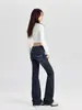 Jeans Acampanados de Tiro Bajo Estilo Americano para Mujer 2025 Primavera y Otoño Nuevos Ajustados Bordados Modernos de Pierna Recta Hasta el Suelo Pantalones de Campana