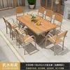 Juego de mesa y sillas para exteriores, juego de mesa y sillas de comedor de ocio de madera plástica anticorrosiva para patio, mesa y sillas de té al aire libre para balcón de jardín de villa
