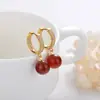 Pendientes Estilo Étnico Vintage para Mujer Pendientes de Diamante Ágata Hebilla de Oreja con Diamantes Completos Pendientes de Calcedonia Verde Pendientes para Madre