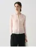 26 Principios de Otoño 100% Lana Merino Australiana Elegante Sencillo Cuello Redondo Suéter de Lana para Mujer Manga Larga Cárdigan de Punto Ligero
